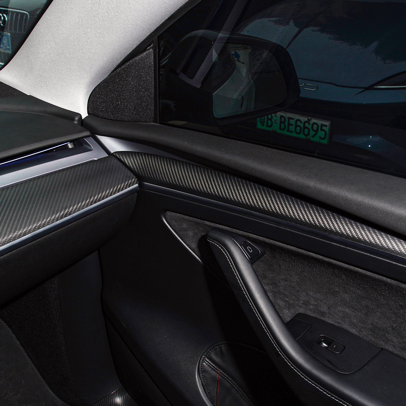 TESERY Model 3 / Y Door Panel Trim - Carbon Fiber Interior Mods【2pcs】 - Tesery Official Store
