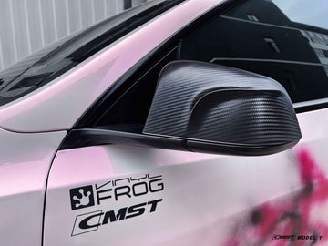 Tesery Real Carbon Fiber Spejl dækker CMST stil til Tesla Model Y 2020-2023.