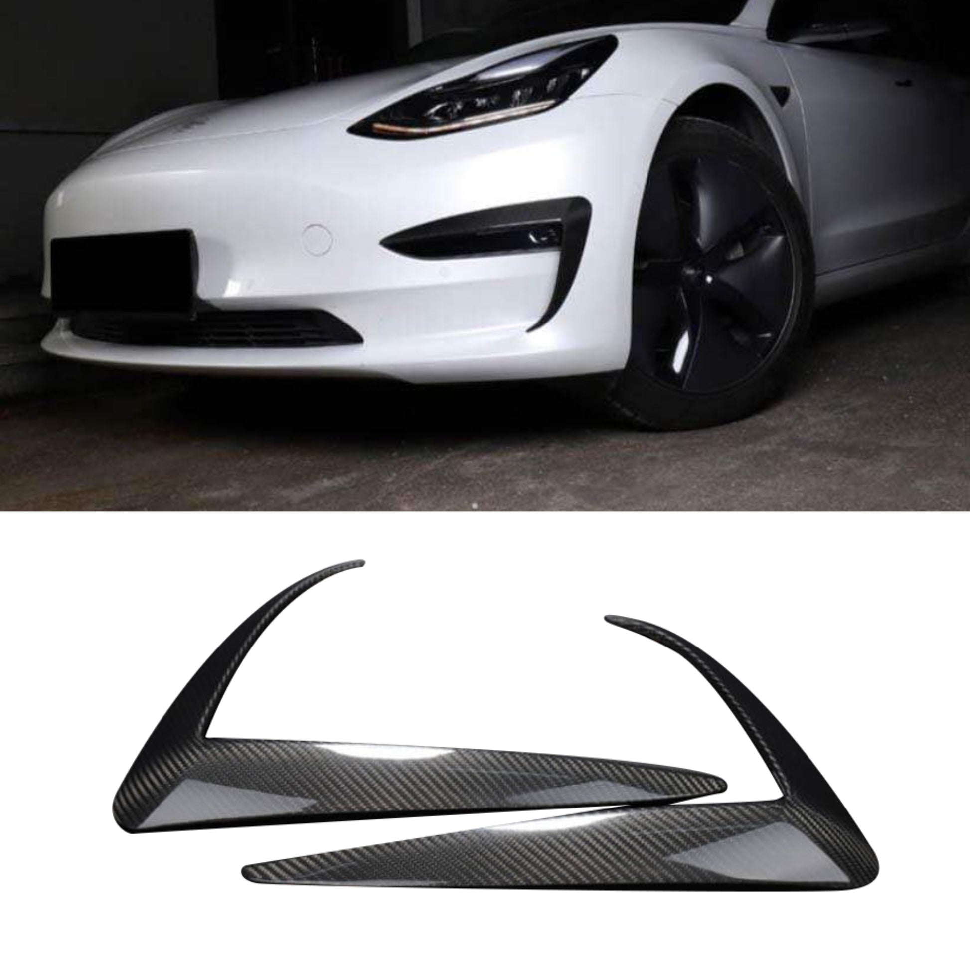 TESERY Tesla Model 3 Fog Light Trim - Carbon Fiber Exterior Mods - Tesery Official Store