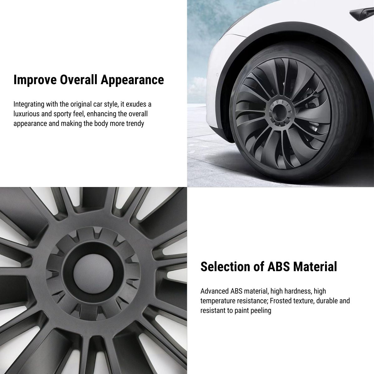 TESERY Wheel Caps Performance Style 19‘’ for Tesla Model Y 2020-2024 (4pcs) Glossy Carbon Fiber