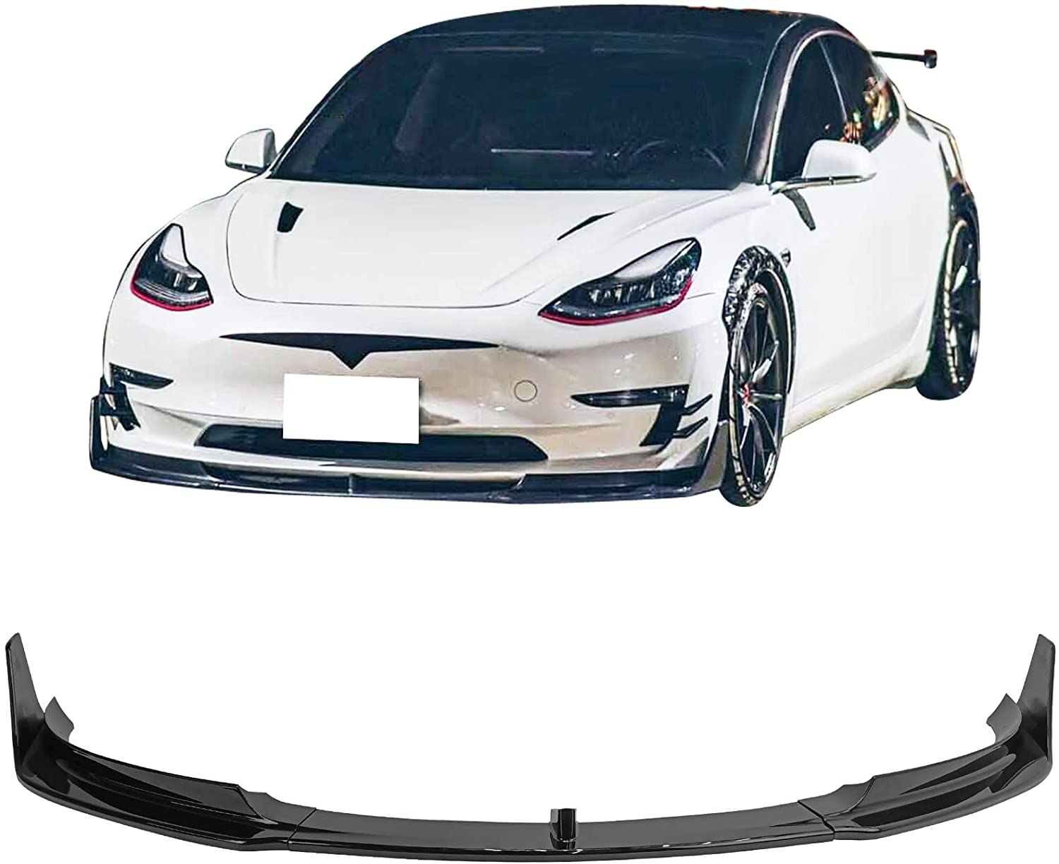 Tesla Model 3 Front Lip Spoiler V Style - Real Carbon Fiber - Tesery Official Store