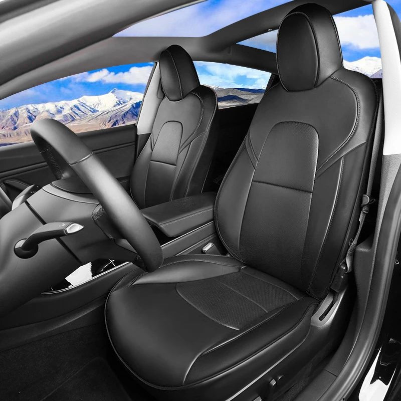 TOPABYTE Komplettset für Tesla Model 3 Highland 2024 Sitzbezug vorne und  hinten Autositzkissen-Schutzpolster-Set für alle Jahreszeiten universell