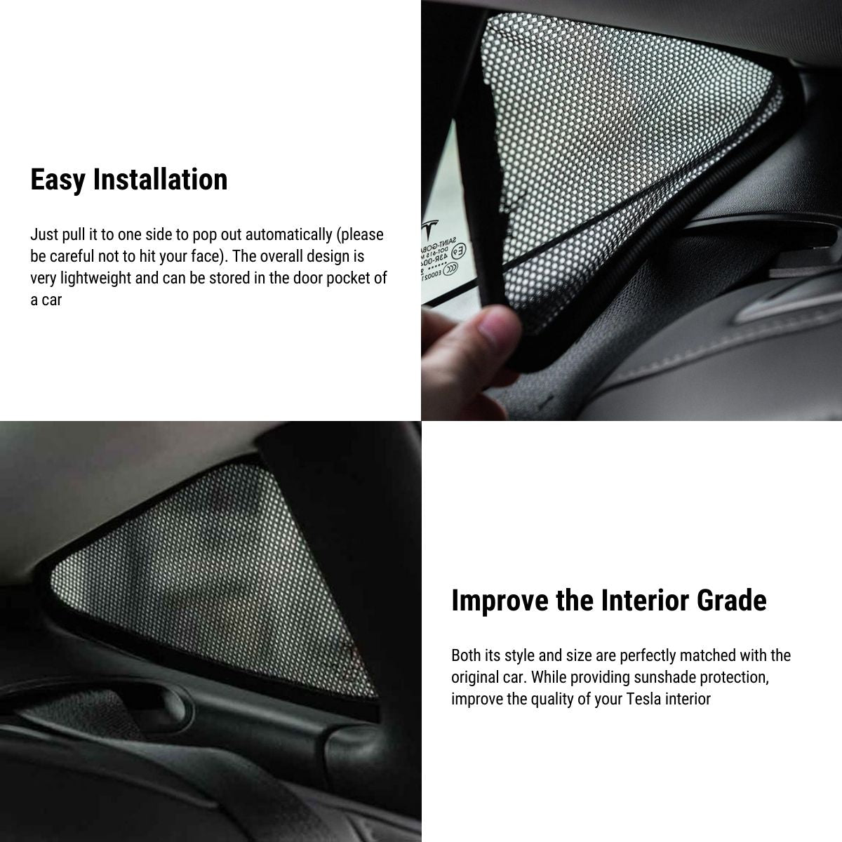 Tesla Window Cover Triangular Window Shades for Tesla Model Y/3