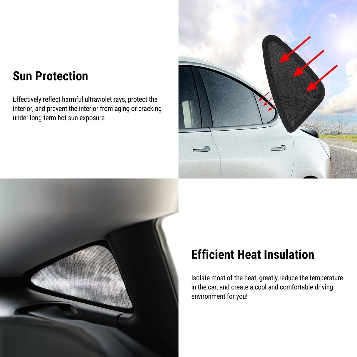 Sun protection pleated blind Tesla Model Y
