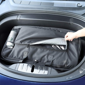테슬라 모델 3/Y/X 용 메쉬 포켓이있는 트렁크 쿨러 주최자 절연 쿨러 가방