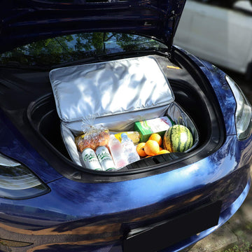 Saco do refrigerador do refrigerador do porta-malas com bolsos de malha para Tesla Model 3/Y/X