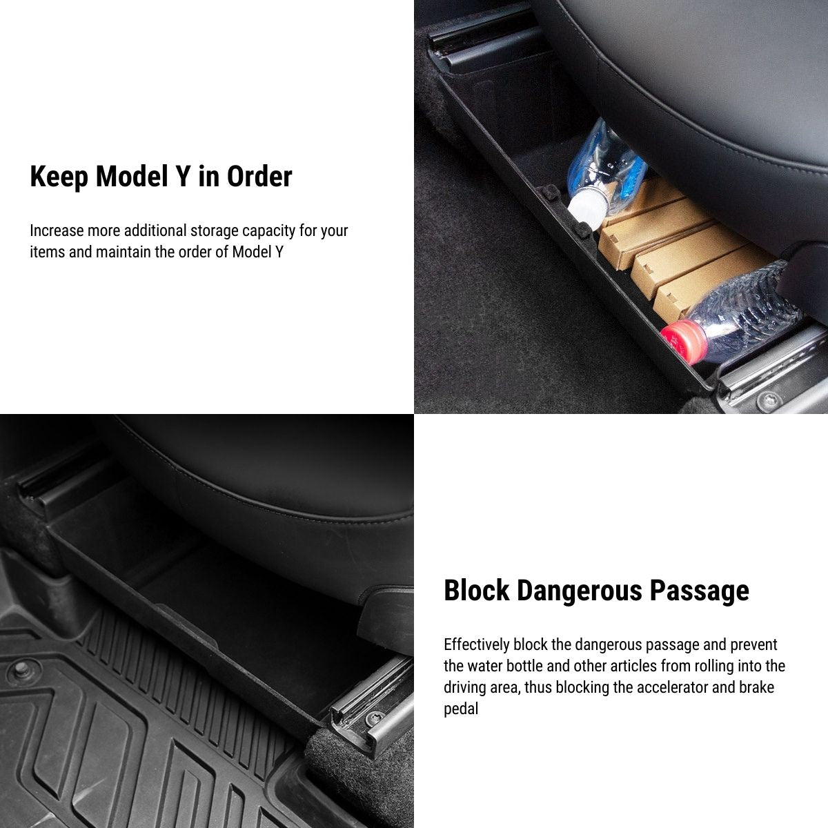 Jawjut Front Under Seat Storage Organizer Compatible with Tesla Model  Y,TPE+ABS Double-Layer Hidden Storage Box，Tesla Model Y Accessories