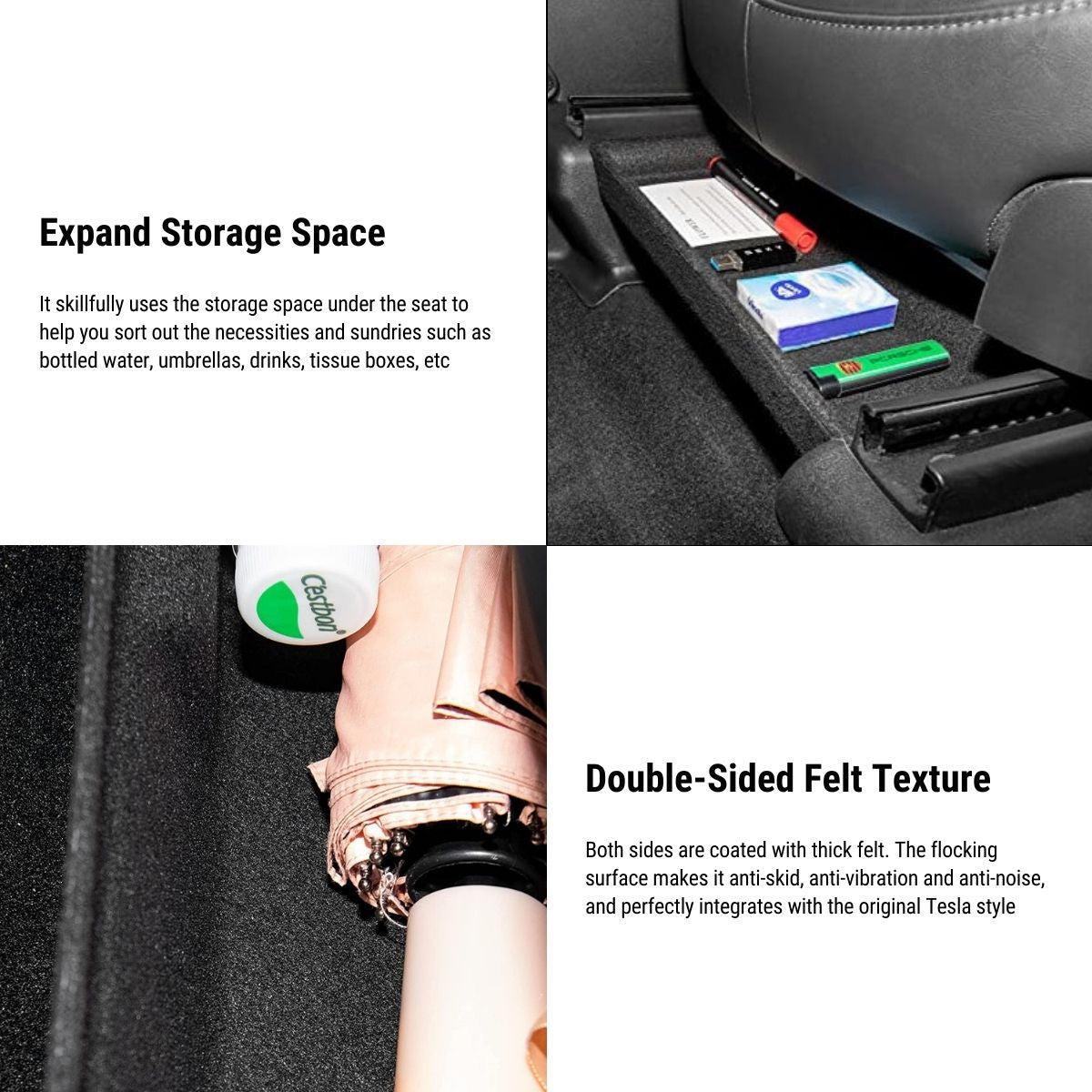 EV-GOODIES Organizer Für Tesla Model 3/Y - Stauraum Hinter Dem Display Für Sonnenbrille & Karten