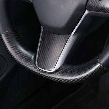 Parti superiori / inferiori Accessori al volante per Tesla Model 3 / Y - Mod interni in fibra di carbonio