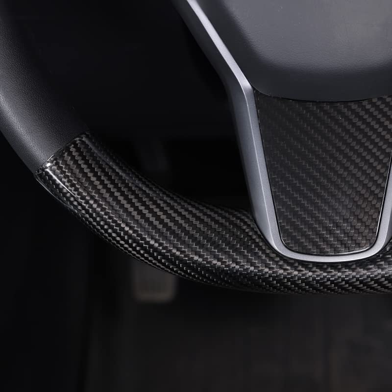Upper / Lower Parts Steering Wheel Accessories for Tesla Model 3 / Y - Carbon Fiber Interior Mods - Tesery Official Store