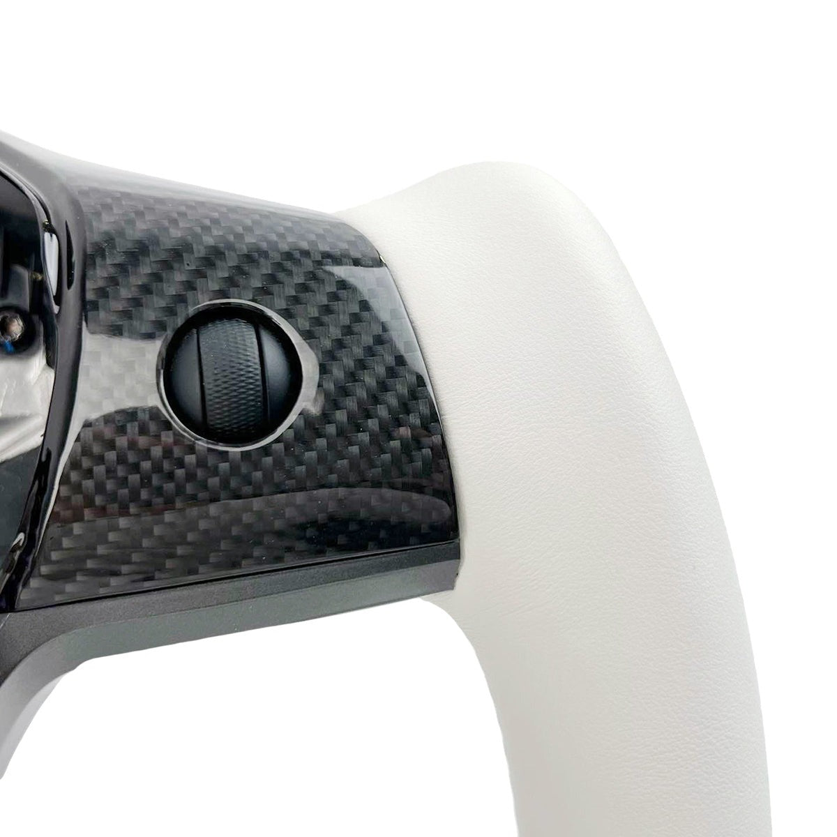 White Leather Yoke Steering Wheel for Tesla Model 3 / Y 【Style 7】 - Tesery Official Store