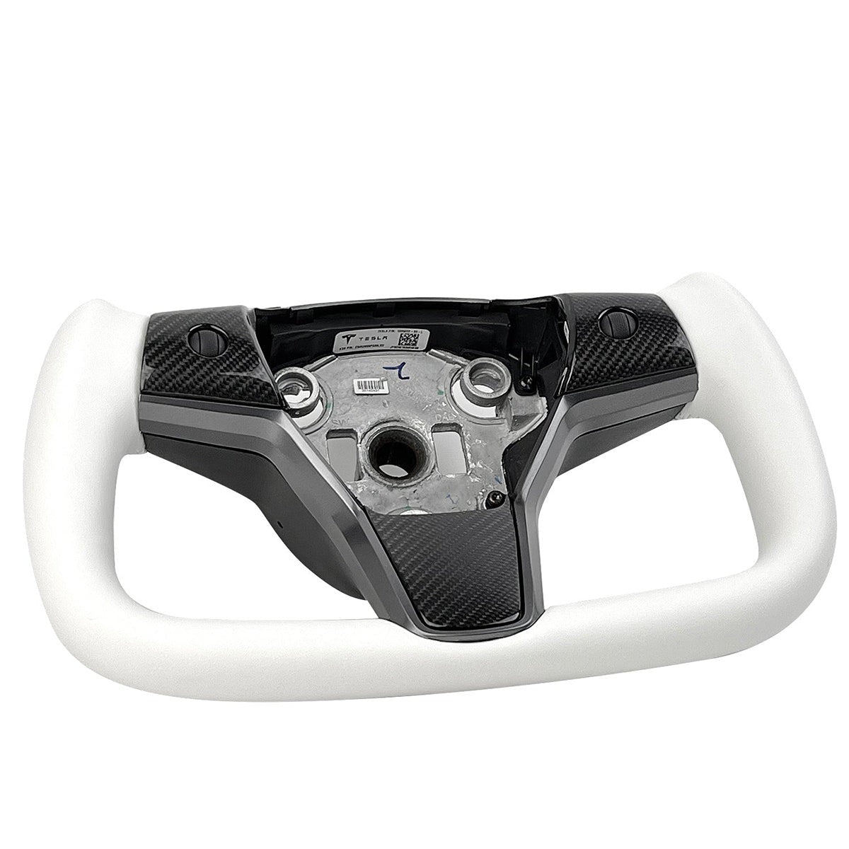 White Leather Yoke Steering Wheel for Tesla Model 3 / Y 【Style 7】 - Tesery Official Store