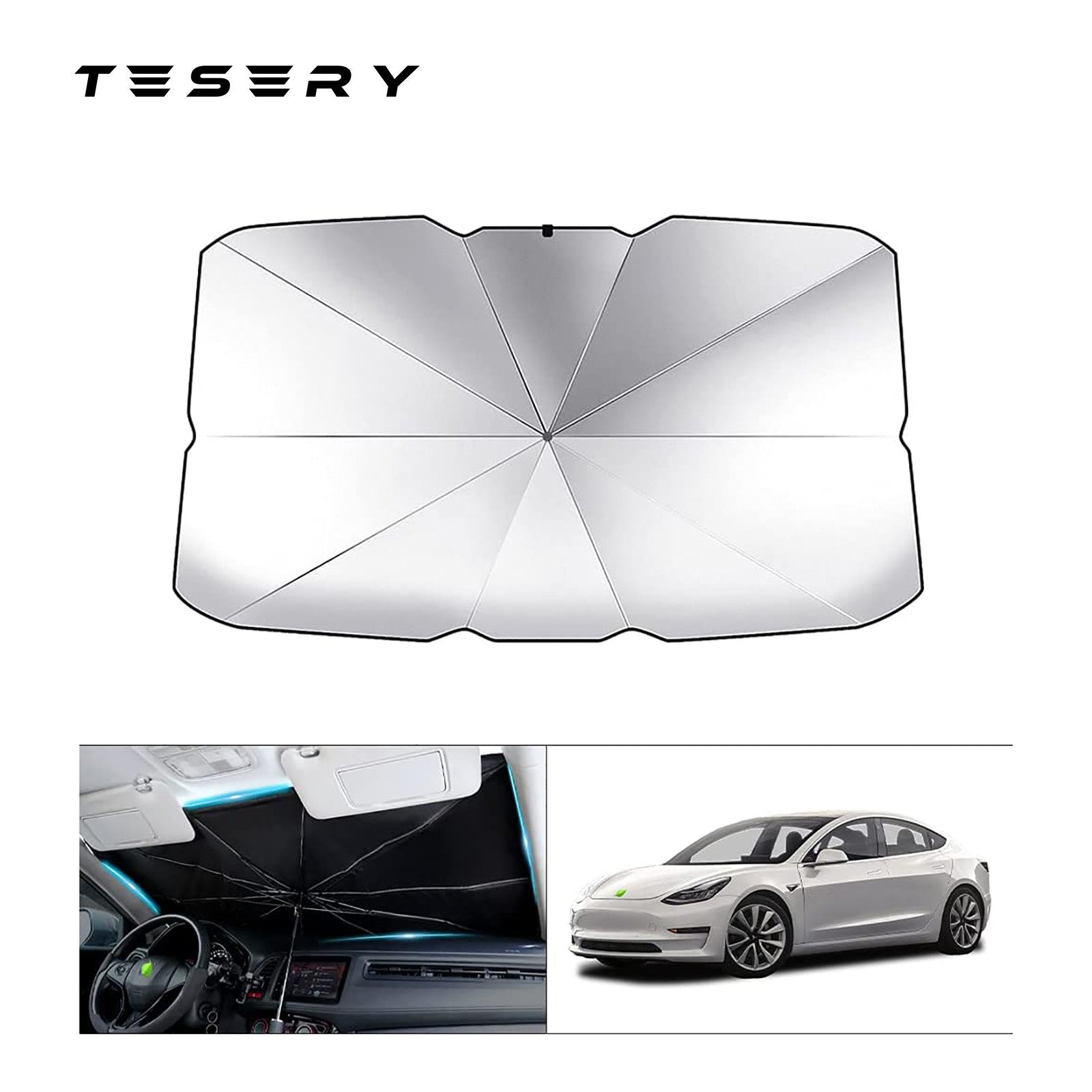Windshield Sun Shade Umbrella for Tesla Model 3 2017-2024 - Tesery Official Store