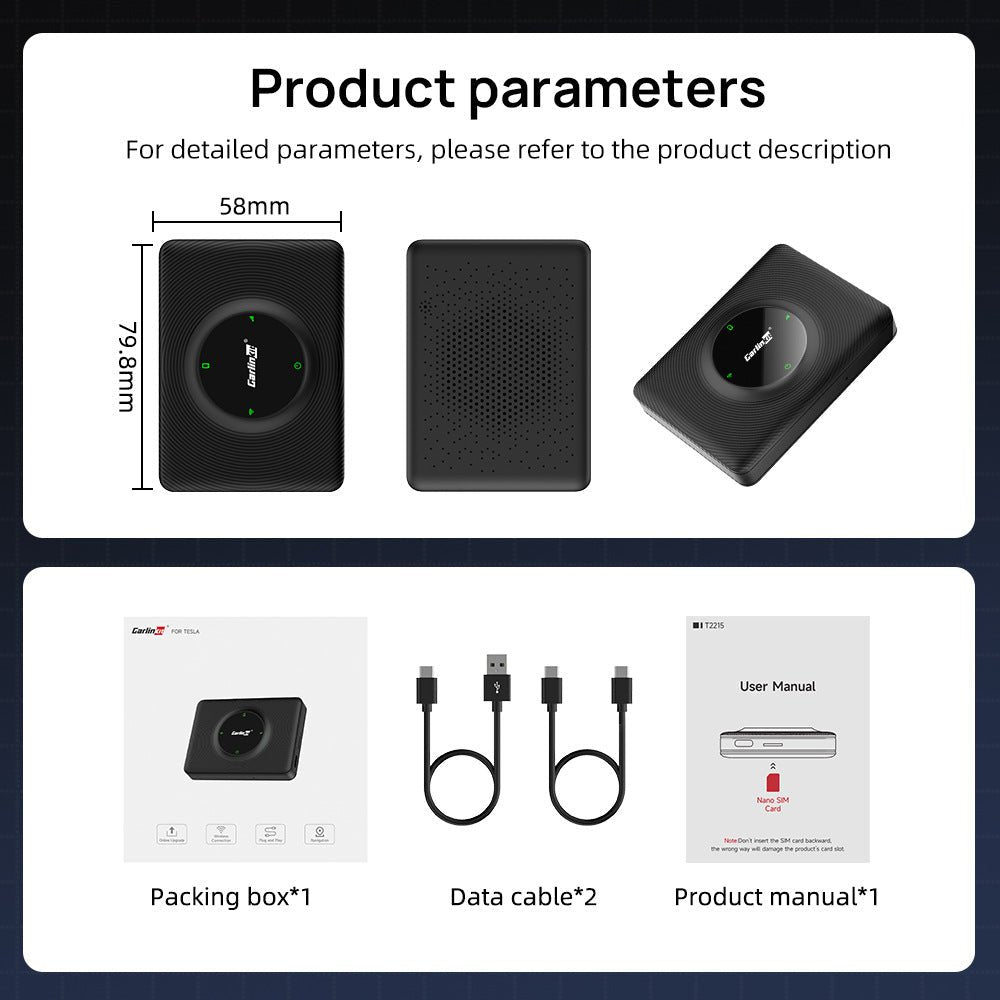 CarPlay Adattatore Wireless per Tesla Model 3 2019 2020 2021 2022, Mini USB Converte Cavo in Wireless Connessione Veloce e Stabile,Black CarPlay Adattatore Wireless per Tesla Model 3 2019 2020 2021 2022, Mini USB Converte Cavo in Wireless Connessione Veloce e Stabile,Black