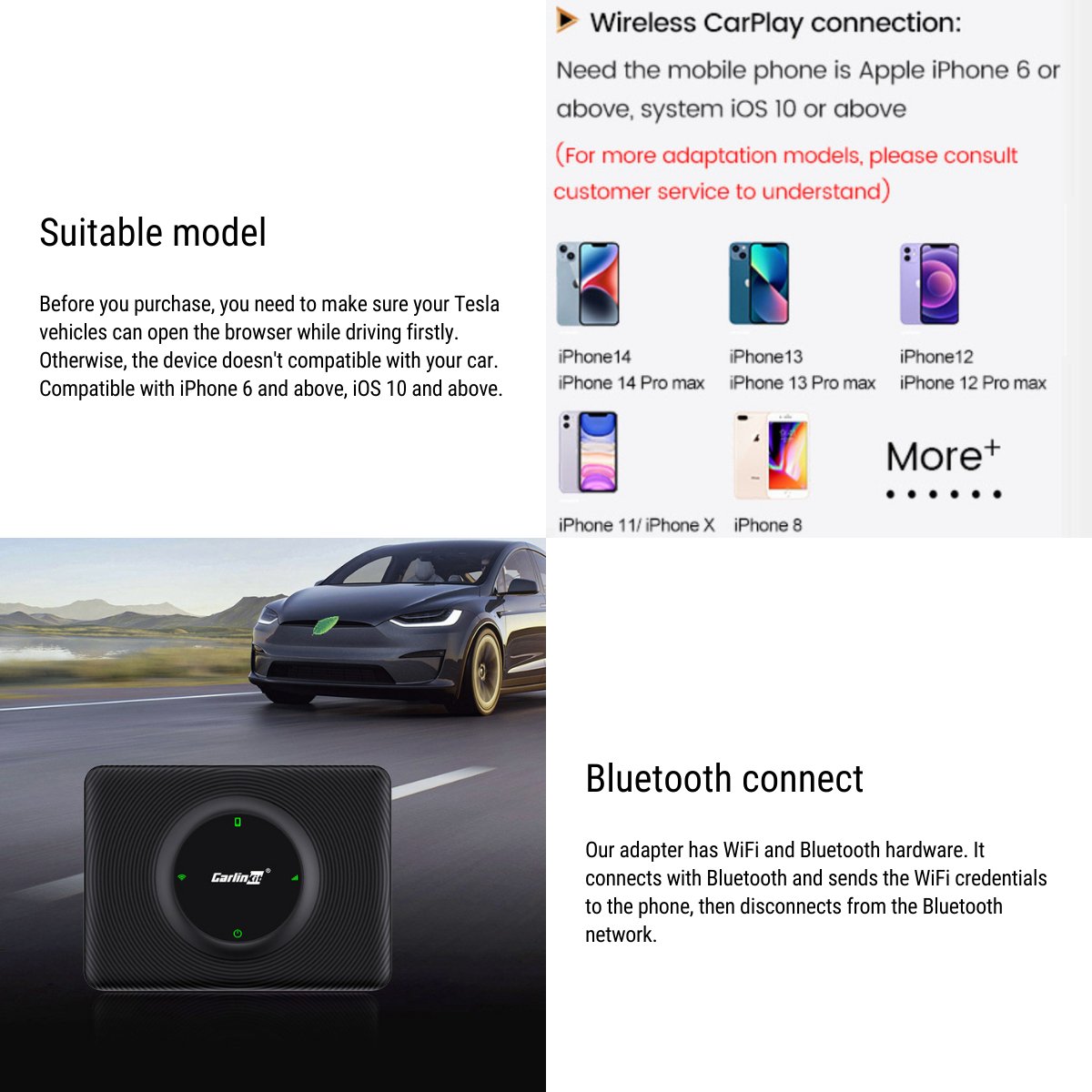 Wireless CarPlay Adapter for Tesla Model 3 Model Y 2018-2023 (Left-hand drive ONLY) - Tesery Official Store