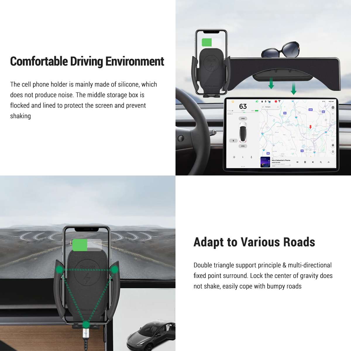 Wireless Charging Phone Holder & Storage Organizer for Tesla Model 3 / Y - Tesery Official Store