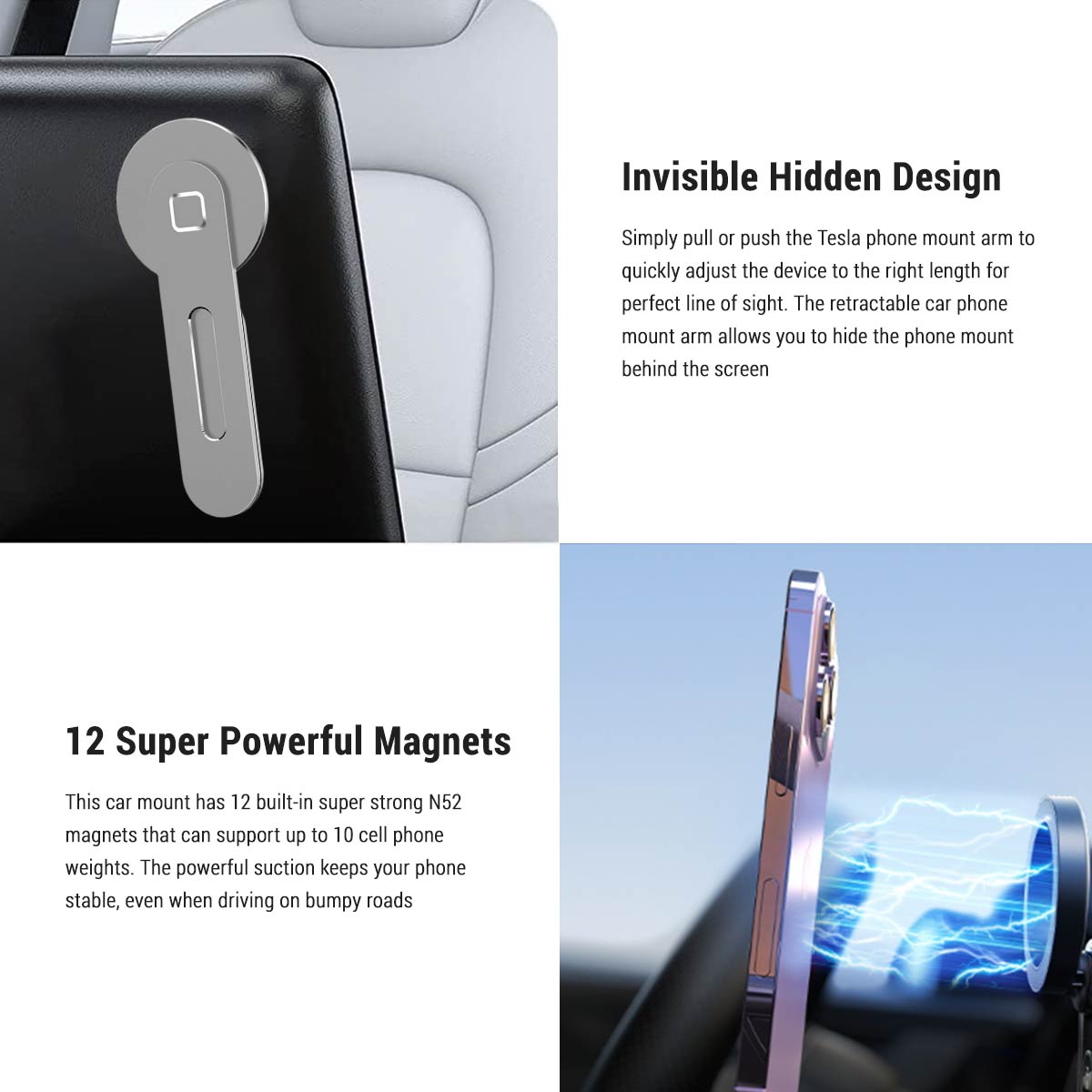 Wireless Magnetic Phone Mount for Tesla Model 3 / Y / S / X 2017-2023 - Tesery Official Store